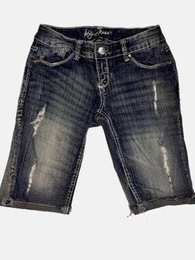 Ariya Jeans Denim Distressed Bermuda Shorts Medium Wash Size 5/6